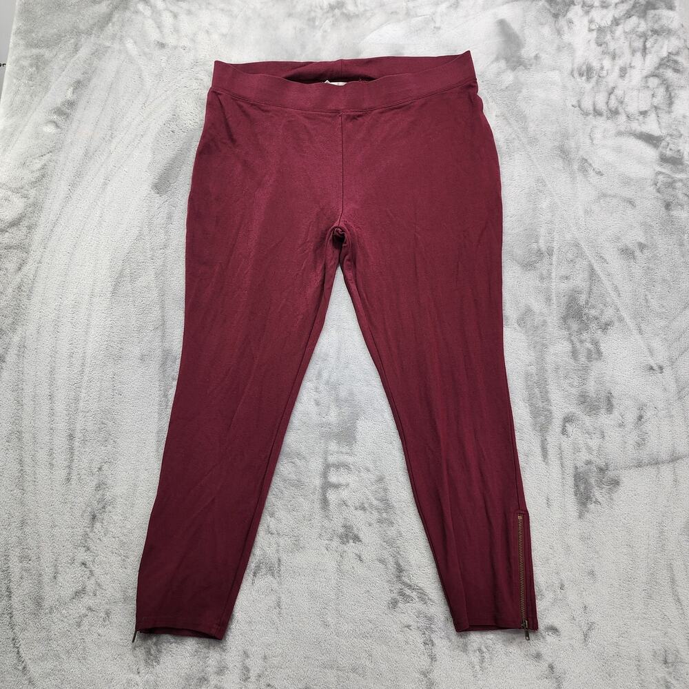 American Rag Pants Womens‎ 3X Red Burgundy Pull On Zip Hem Leggings Chic Preppy